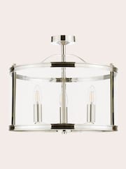 Laura Ashley Chrome Harrington Lantern 3 Light Flush Ceiling Light - Image 5 of 5