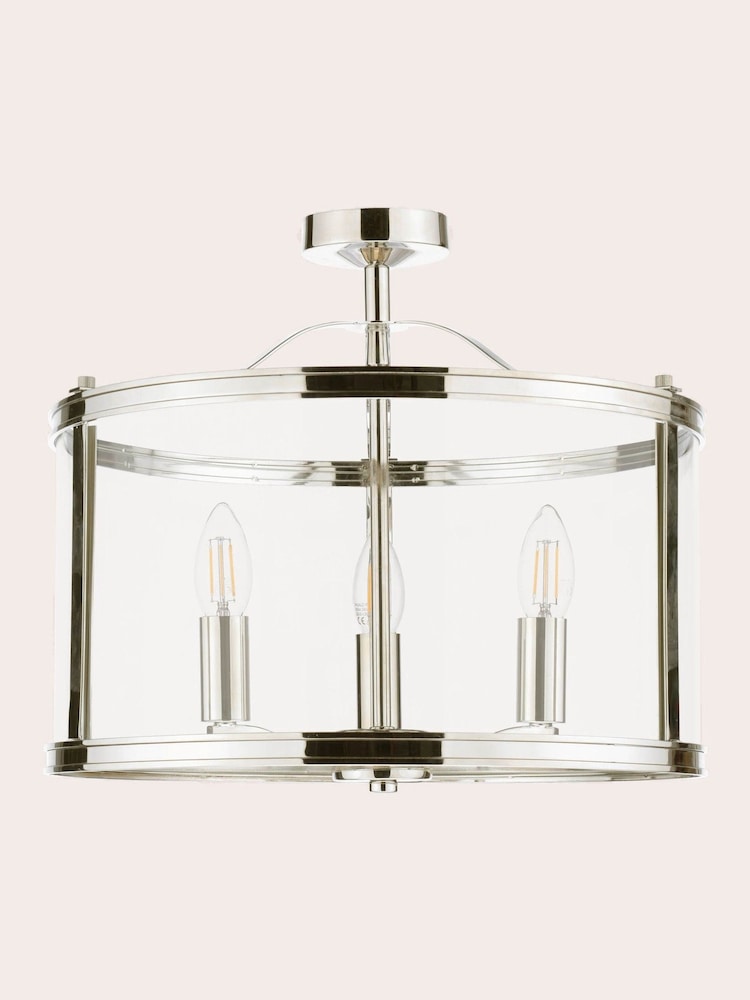 Laura Ashley Chrome Harrington Lantern 3 Light Flush Ceiling Light - Image 5 of 5 Laura Ashley Chrome Harrington Lantern 3 Light Flush Ceiling Light - Image 5 of 5