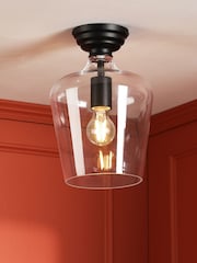 Laura Ashley Black Ockley Flush Fitting Ceiling Light - Image 1 of 7