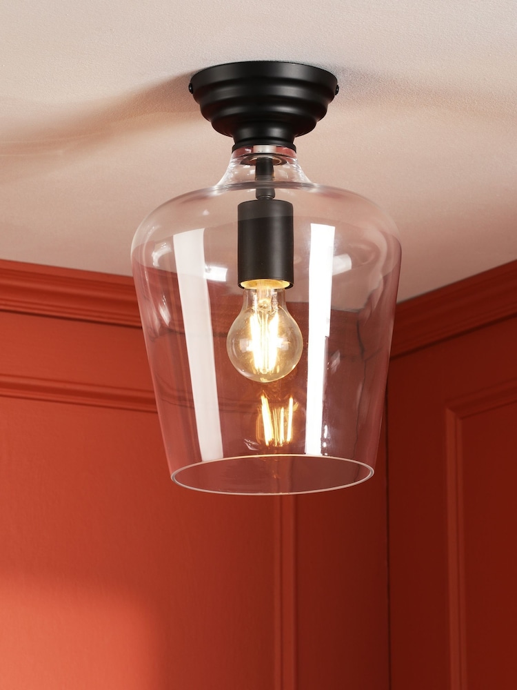 Laura Ashley Black Ockley Flush Fitting Ceiling Light - Image 1 of 7