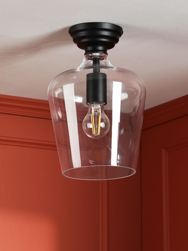 Laura Ashley Black Ockley Flush Fitting Ceiling Light - Image 2 of 7