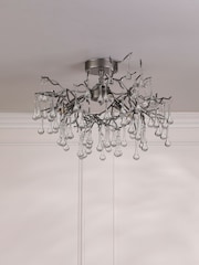 Laura Ashley Pewter Willow Crystal Flush Fitting Ceiling Light - Image 1 of 6