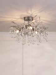 Laura Ashley Pewter Willow Crystal Flush Fitting Ceiling Light - Image 2 of 6