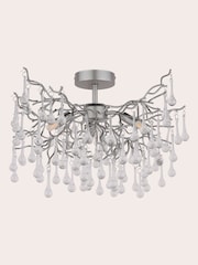 Laura Ashley Pewter Willow Crystal Flush Fitting Ceiling Light - Image 3 of 6