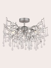 Laura Ashley Pewter Willow Crystal Flush Fitting Ceiling Light - Image 4 of 6