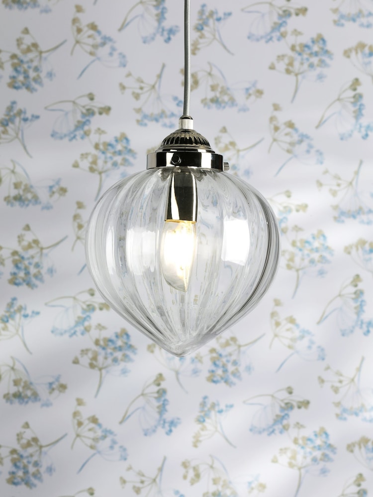 Laura Ashley Polished Nickel Whitham Single Pendant Ceiling Light - Image 1 of 7 Laura Ashley Polished Nickel Whitham Single Pendant Ceiling Light - Image 1 of 7