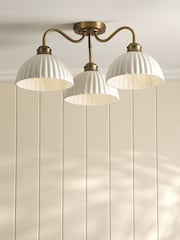 Laura Ashley Matt Antique Brass Durford 3 Light Flush Ceiling Light - Image 1 of 5