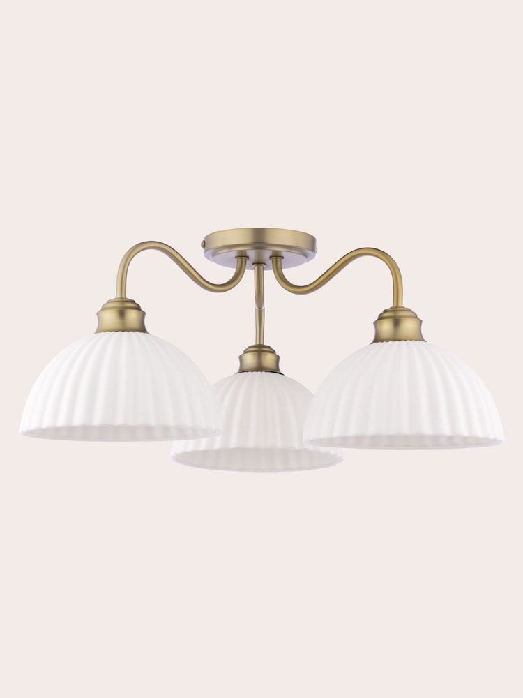 Laura Ashley Matt Antique Brass Durford 3 Light Flush Ceiling Light - Image 5 of 5 Laura Ashley Matt Antique Brass Durford 3 Light Flush Ceiling Light - Image 5 of 5
