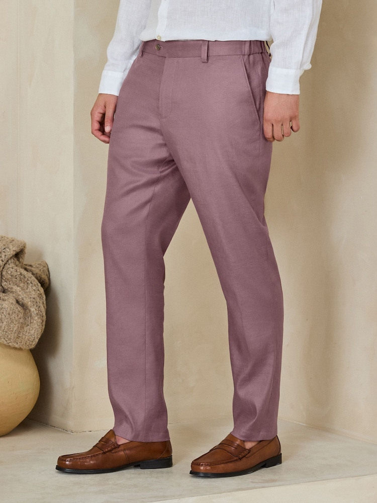 粉色 - Motionflex Linen TENCEL™ Lyocell Blend Smart Trousers - 圖片 1，共 9