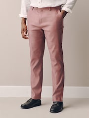 Pink Muscle Fit Motionflex Linen TENCEL™ Lyocell Blend Smart Trousers - Image 1 of 5