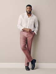 Pink Muscle Fit Motionflex Linen TENCEL™ Lyocell Blend Smart Trousers - Image 2 of 5
