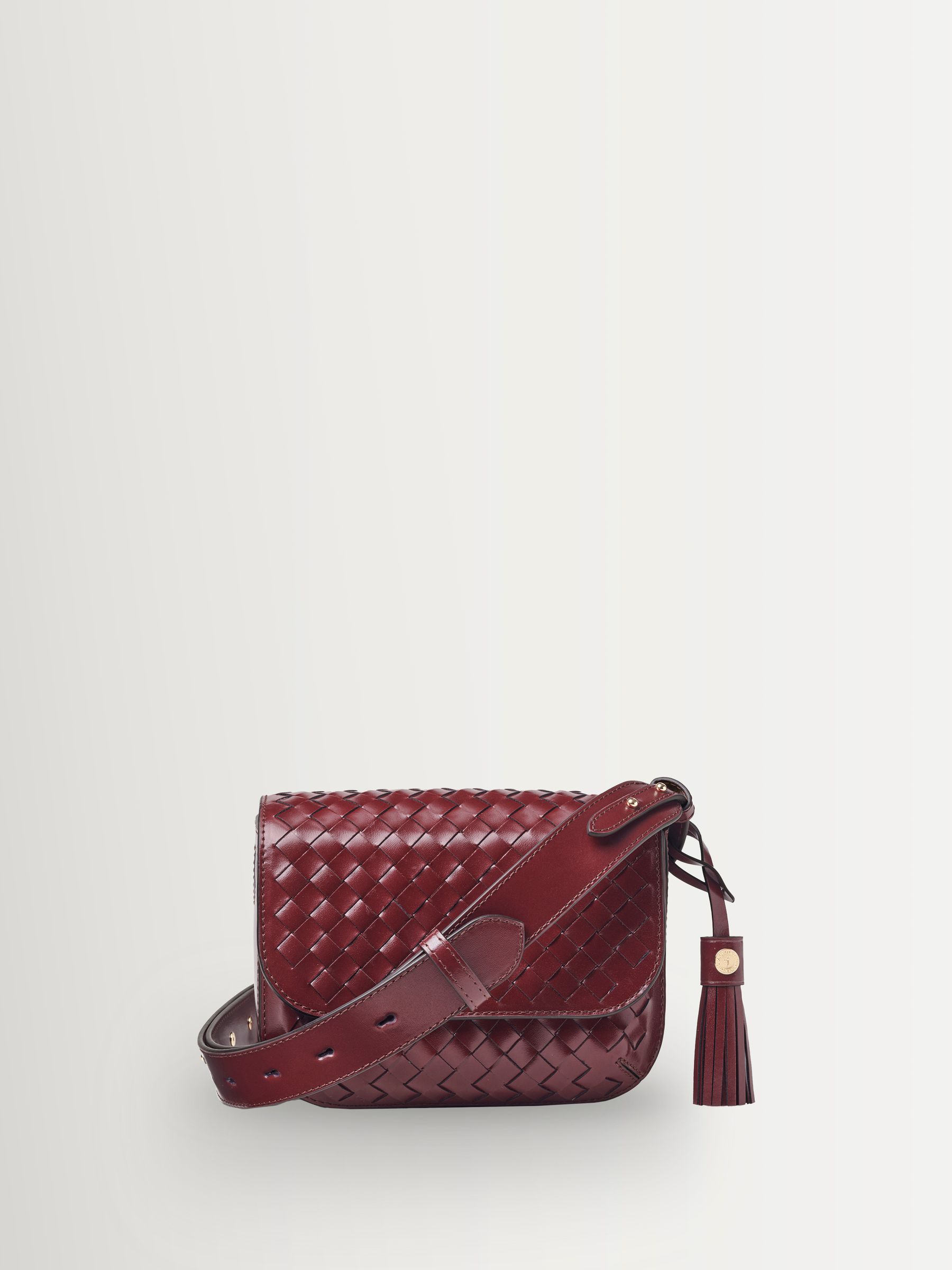 Buy Aspinal of London Red Ella Slot Weave Smooth Leather Bag from