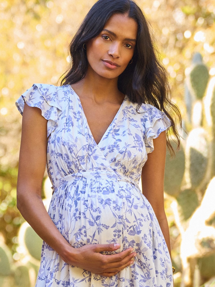 Seraphine Blue Floral Petite Floral Maternity Maxi Dress - Image 7 of 7
