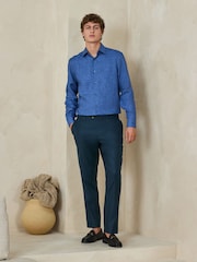 海軍藍 - Motionflex Linen TENCEL™ Lyocell Blend Smart Trousers - 圖片 2，共 9