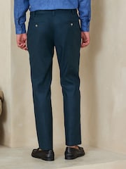 海軍藍 - Motionflex Linen TENCEL™ Lyocell Blend Smart Trousers - 圖片 3，共 9