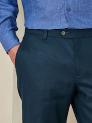 海軍藍 - Motionflex Linen TENCEL™ Lyocell Blend Smart Trousers - 圖片 4，共 9