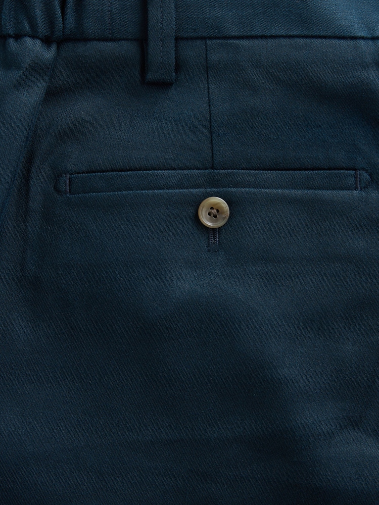 海軍藍 - Motionflex Linen TENCEL™ Lyocell Blend Smart Trousers - 圖片 9，共 9