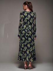 Jolie Moi Yellow Ruffle Cuffed Sleeve Frill Mesh Maxi Dress - Image 2 of 6