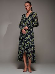 Jolie Moi Yellow Ruffle Cuffed Sleeve Frill Mesh Maxi Dress - Image 6 of 6