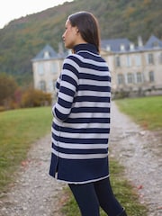 Seraphine Navy & Ecru Stripe Roll Neck Maternity & Nursing Tunic - Image 2 of 6