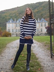 Seraphine Navy & Ecru Stripe Roll Neck Maternity & Nursing Tunic - Image 3 of 6