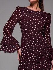 Jolie Moi Red Ruffled Long Sleeve Tiered Chiffon Midaxi Dress - Image 3 of 6