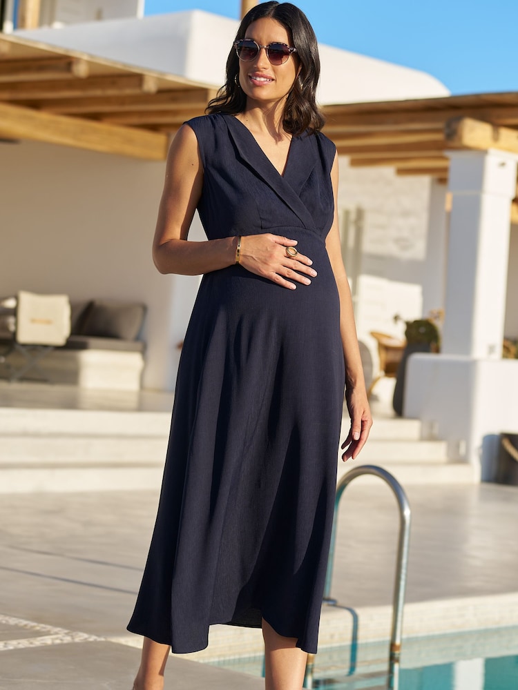 long navy blue maternity dress Calisto