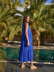 Seraphine Cobalt Blue Maternity & Nursing Crinkle Midi Dress - Image 4 of 5