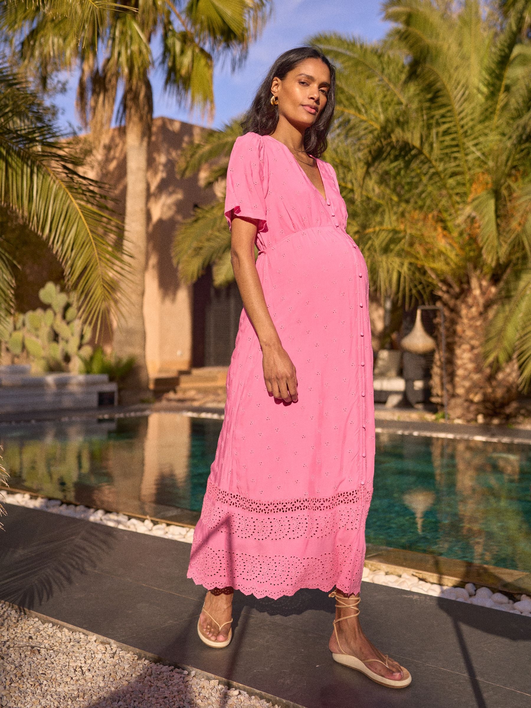 Buy Seraphine Pink Maternity & Nursing Broderie Anglaise Midi