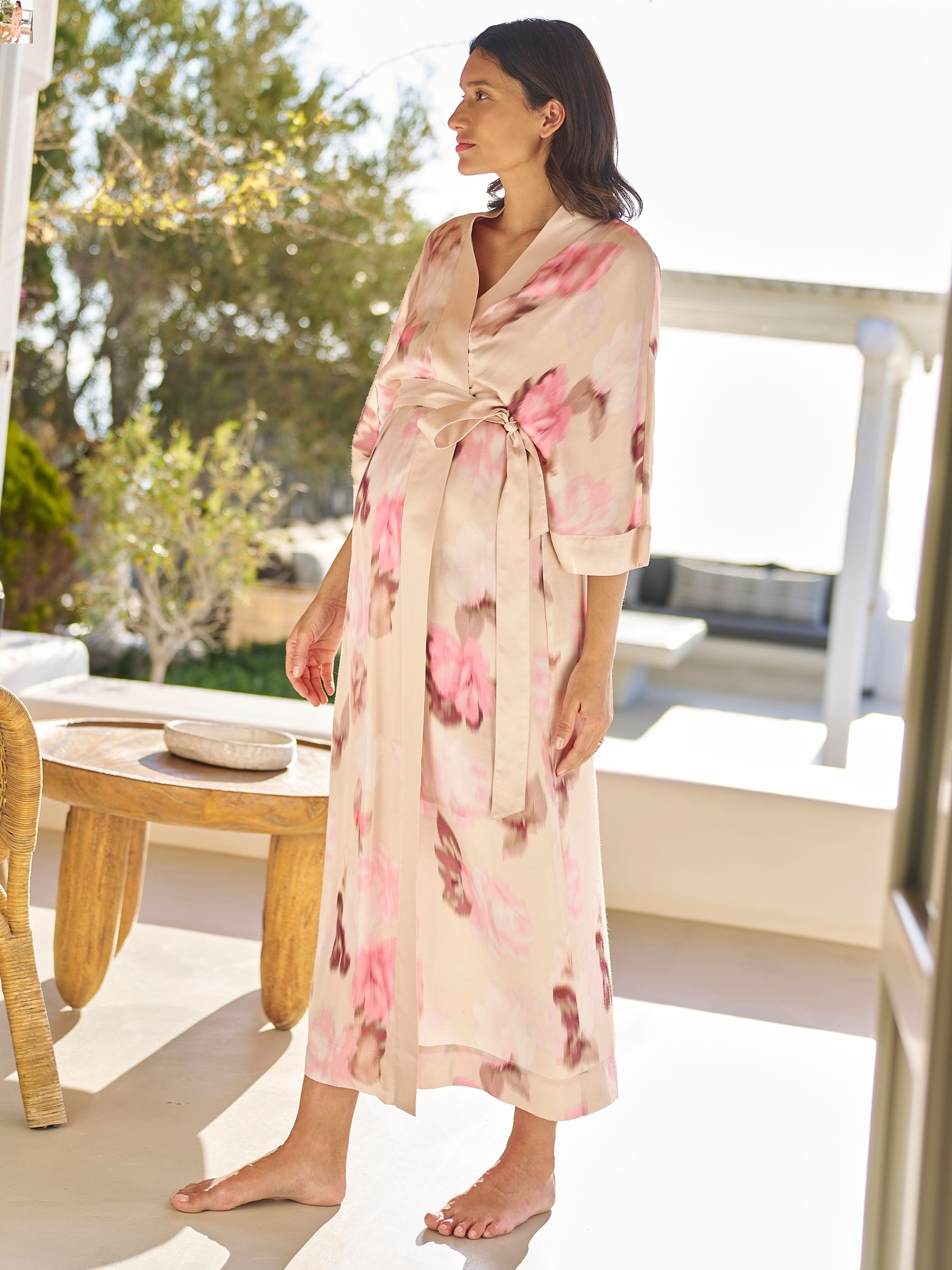 Buy Seraphine Pink Floral Print Maternity Satin Kimono from Next USA