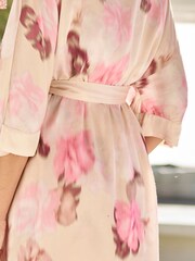 Seraphine Pink Floral Print Maternity Satin Kimono - Image 5 of 6