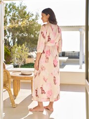Seraphine Pink Floral Print Maternity Satin Kimono - Image 6 of 6