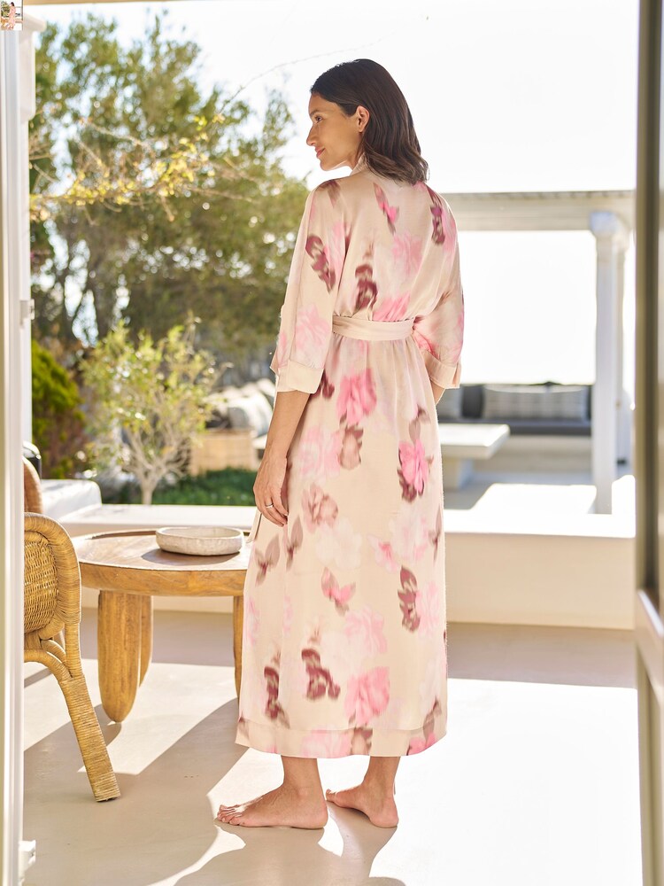 Seraphine Pink Floral Print Maternity Satin Kimono - Image 6 of 6