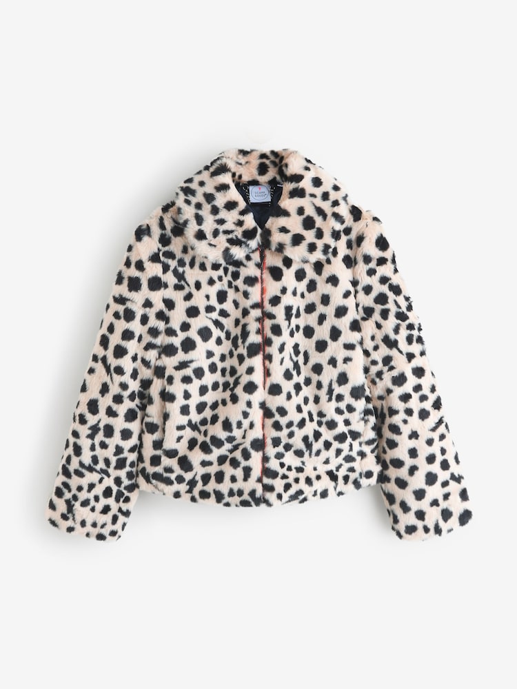 SCAMP & DUDE Cream Faux Fur Jacket Cheetah - Image 1 of 1 SCAMP & DUDE Cream Faux Fur Jacket Cheetah - Image 1 of 1