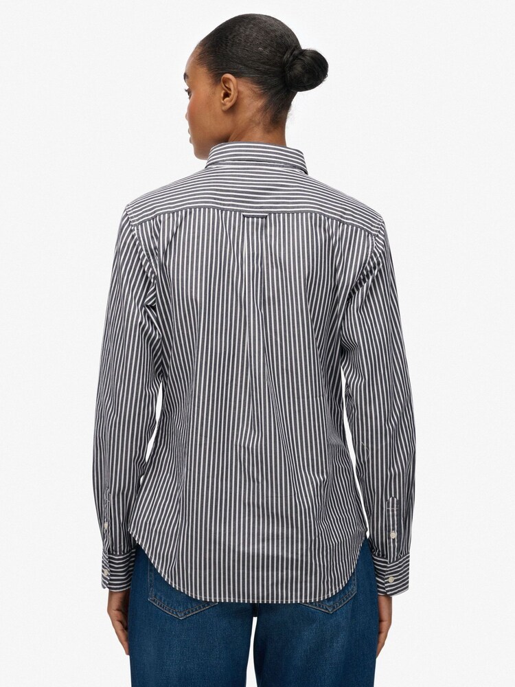 Superdry Blue Slim Crest Poplin Long Sleeve Shirt - Image 2 of 7 Superdry Blue Slim Crest Poplin Long Sleeve Shirt - Image 2 of 7