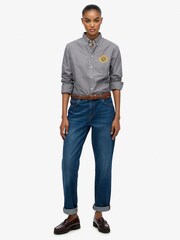 Superdry Blue Slim Crest Poplin Long Sleeve Shirt - Image 4 of 7