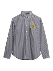Superdry Blue Slim Crest Poplin Long Sleeve Shirt - Image 6 of 7