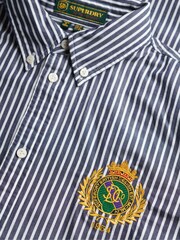 Superdry Blue Slim Crest Poplin Long Sleeve Shirt - Image 7 of 7