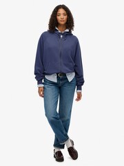 Superdry Blue Essential Logo Garment Dyed Zip Hoodie - Image 4 of 7