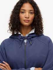 Superdry Blue Essential Logo Garment Dyed Zip Hoodie - Image 5 of 7