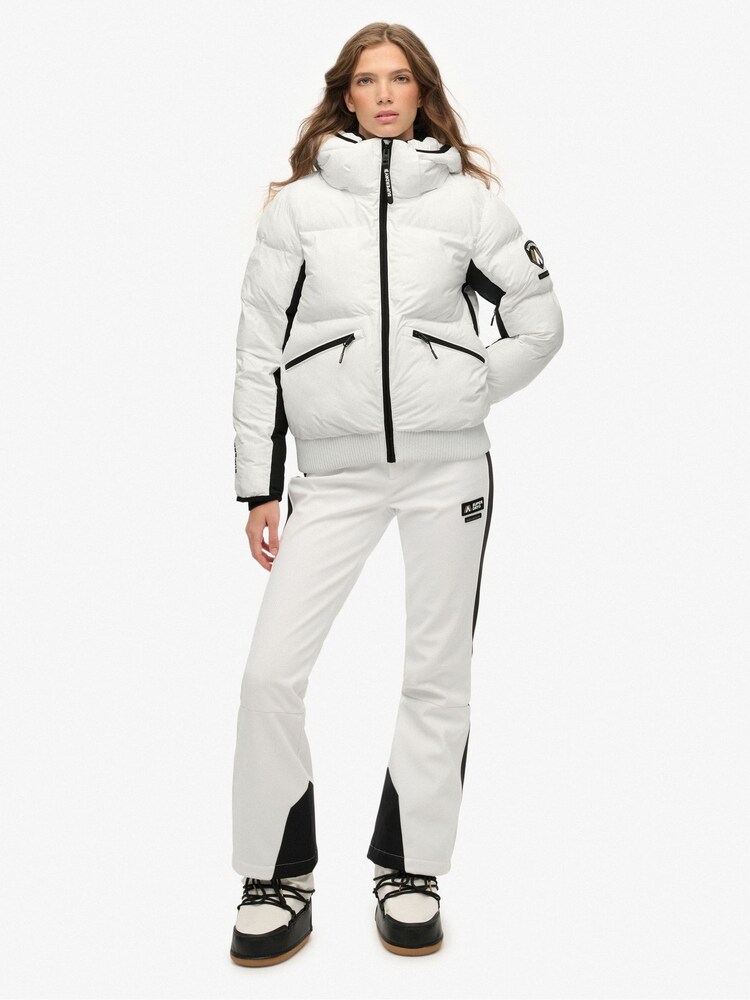 Superdry White Hooded Ski Bomber Jacket - Image 2 of 7