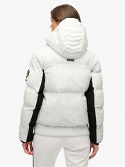 Superdry White Hooded Ski Bomber Jacket - Image 4 of 7