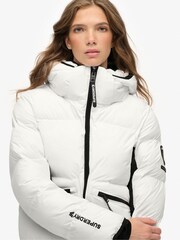 Superdry White Hooded Ski Bomber Jacket - Image 5 of 7