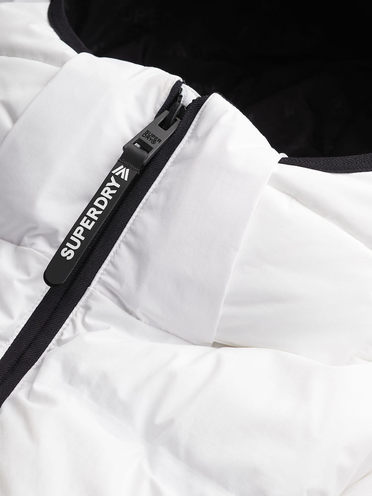 Superdry White Hooded Ski Bomber Jacket - Image 7 of 7 Superdry White Hooded Ski Bomber Jacket - Image 7 of 7