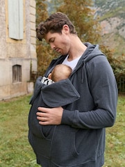 Seraphine Charcoal Grey Marl Mens Babywearing Hoodie - Image 2 of 7