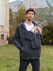 Seraphine Charcoal Grey Marl Mens Babywearing Hoodie - Image 4 of 7