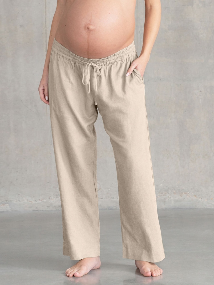 Seraphine Matenity Linen Blend Underbump Trousers - 图片1 / 5
