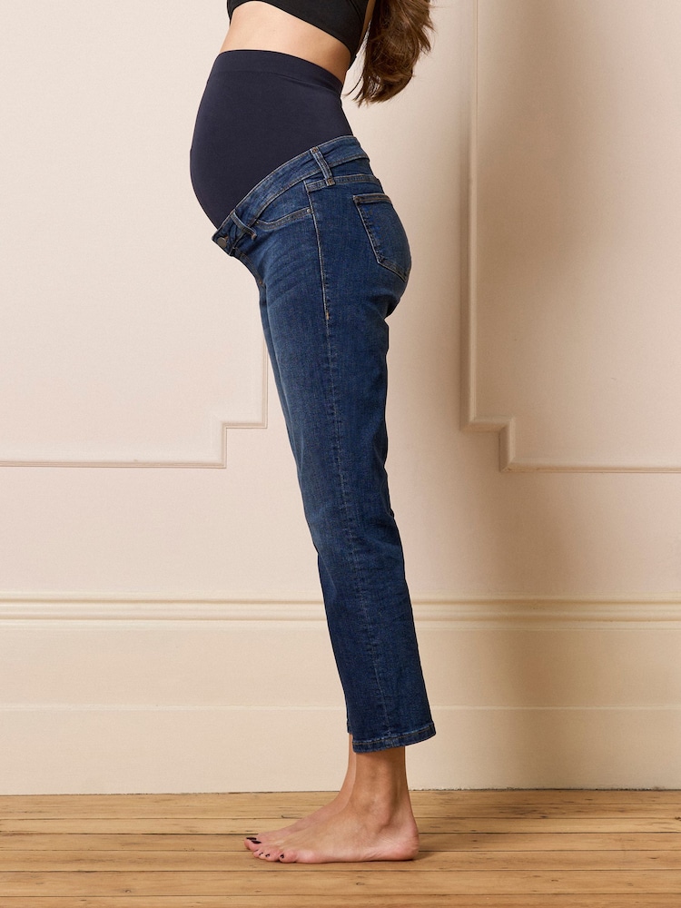 Seraphine Mid Blue Wash Premium Overbump Maternity Slim-Fit Jeans - Image 4 of 4