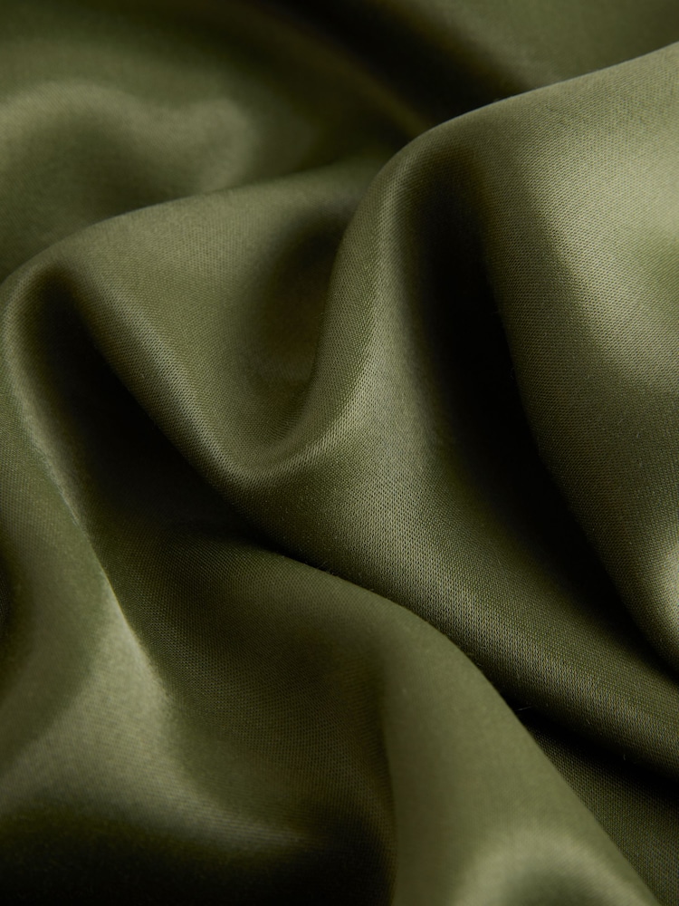 Χακί πράσινο - Σατέν μίντι φούστα - Εικόνα 7 του 7