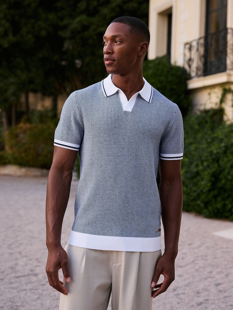 MAUVAIS Giordini Tipped Birdseye Knit Polo Shirt - صورة 1 من 7 MAUVAIS Giordini Tipped Birdseye Knit Polo Shirt - صورة 1 من 7